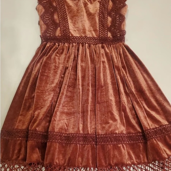 Elegant Rust Velvet Dress - Picture 4 of 4